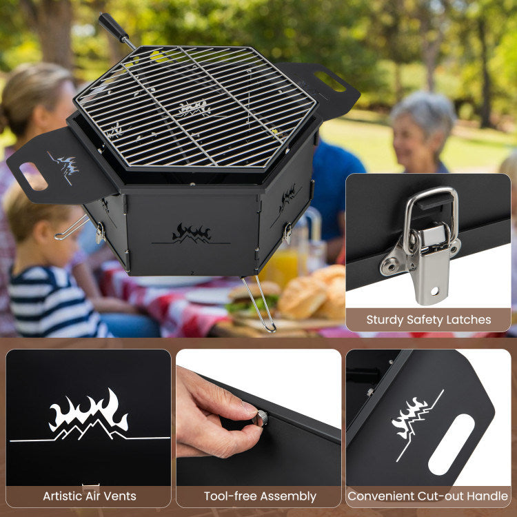 Portable Charcoal Grill Stove – Foldable Hibachi Cooker with Handle Mercantile Mountain