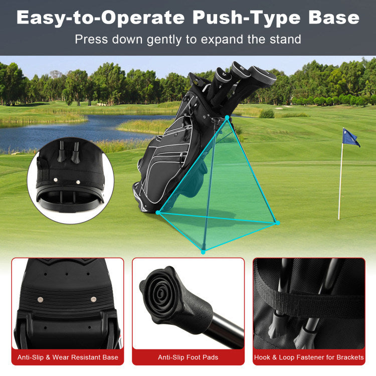 Golf Stand Cart Bag with 6-Way Divider Carry Pockets Mercantile Mountain