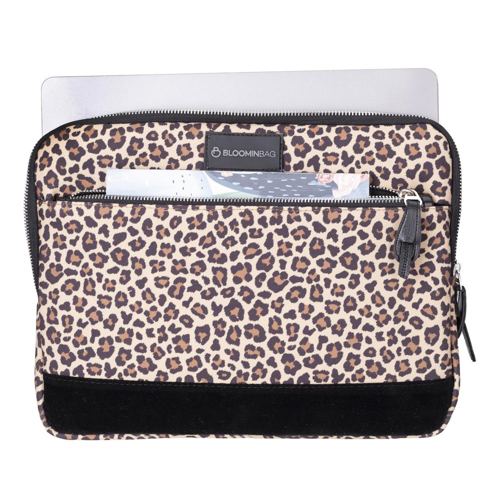Earthy Leopard 13 Inch Laptop / MacBook Sleeve Mizuri Leather