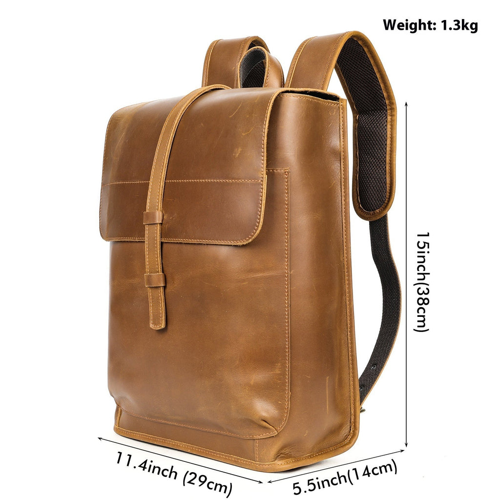 Leather Horse Leather Outdoor Bag Large Capacity Leisure Laptop Travel Backpack Social Buzz eSIMs