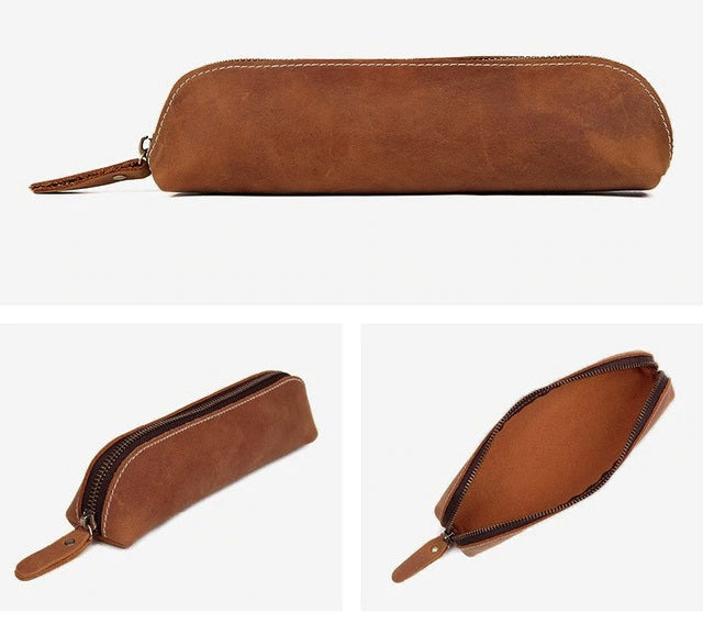 The Paavo Leather Pen Case | Leather Makeup Pouch STEEL HORSE LEATHER