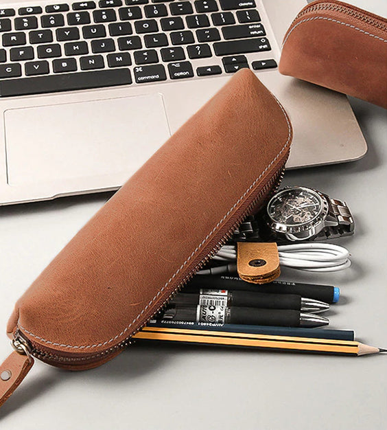 The Paavo Leather Pen Case | Leather Makeup Pouch STEEL HORSE LEATHER