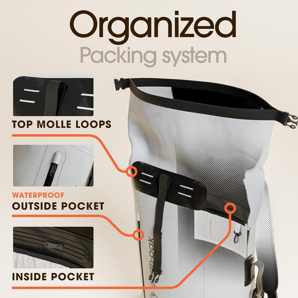 Waterproof Backpack - Heavy Duty Hiking Backpack - Roll-Top Closure Bag - Cushioned Dry Bag Waterproof Phone Case Rnispir Store