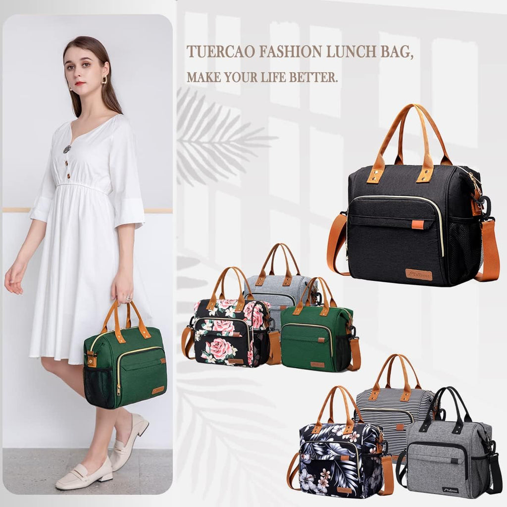 Insulated Lunch Bag Adult Lunch Box for Women for Work Leakproof Soft Cooler for Beach Travel Picnic, Dark Green Rnispir Store