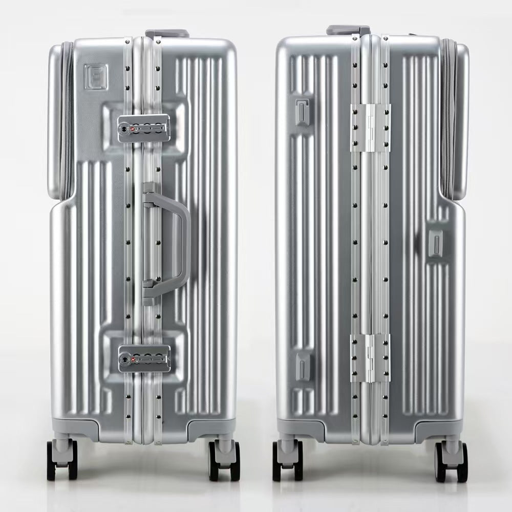 Suitcase Travel Luggage Trolley Front-Opening Large Capacity Aluminum Frame Carry-On Cabin Bag Social Buzz eSIMs