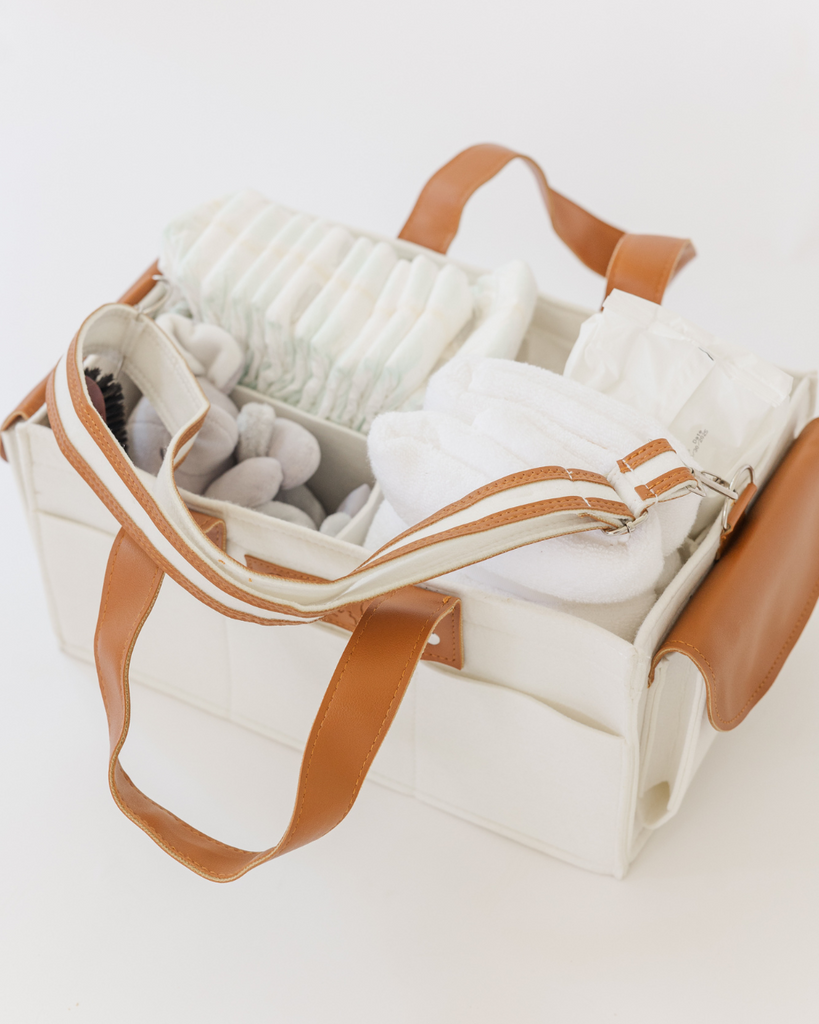 Magnolia Cream Diaper Caddy Baldwin Baby Company