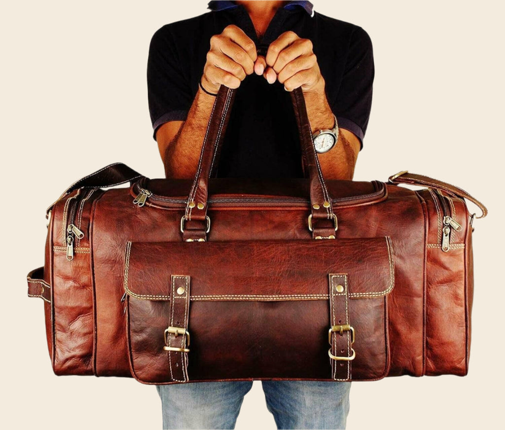 Traveler Weekender Duffle Bag + FREE Toiletry Bag (ZIPIFY) Classy Leather Bags
