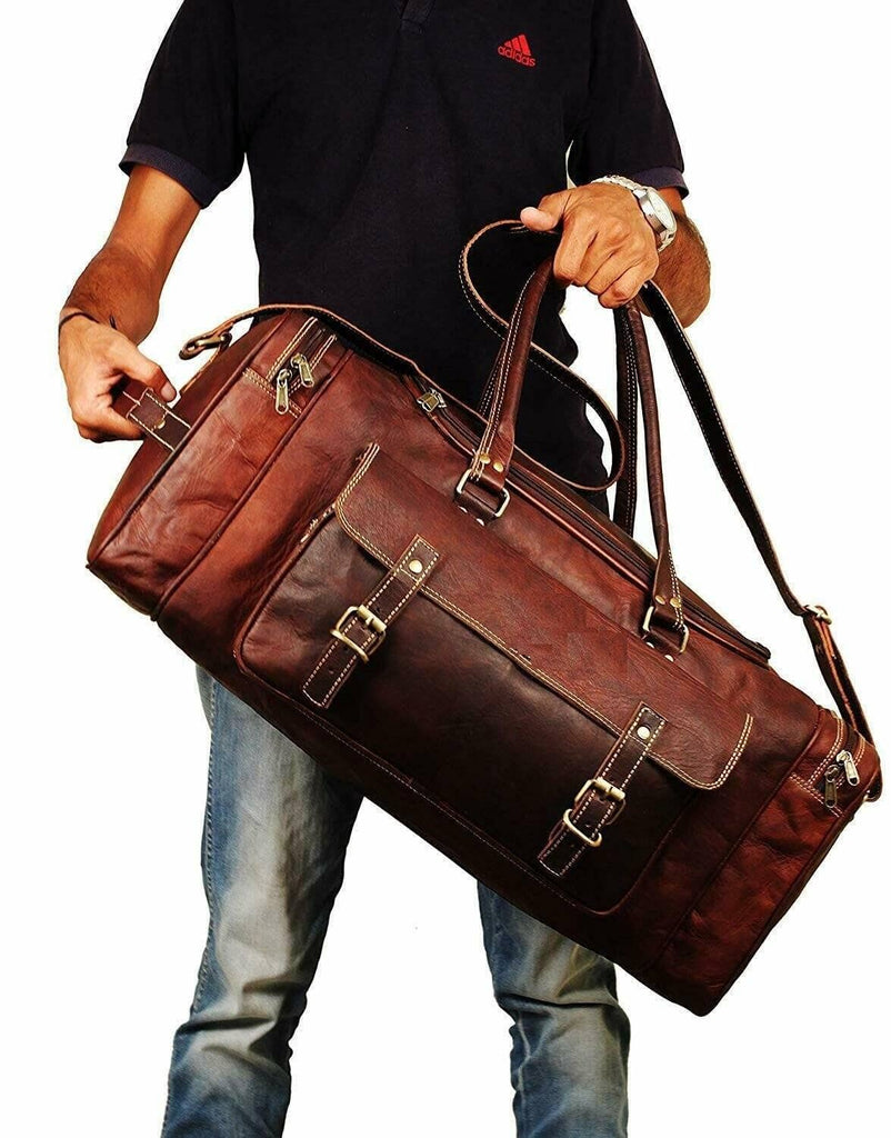 Traveler Weekender Duffle Bag + FREE Toiletry Bag Classy Leather Bags