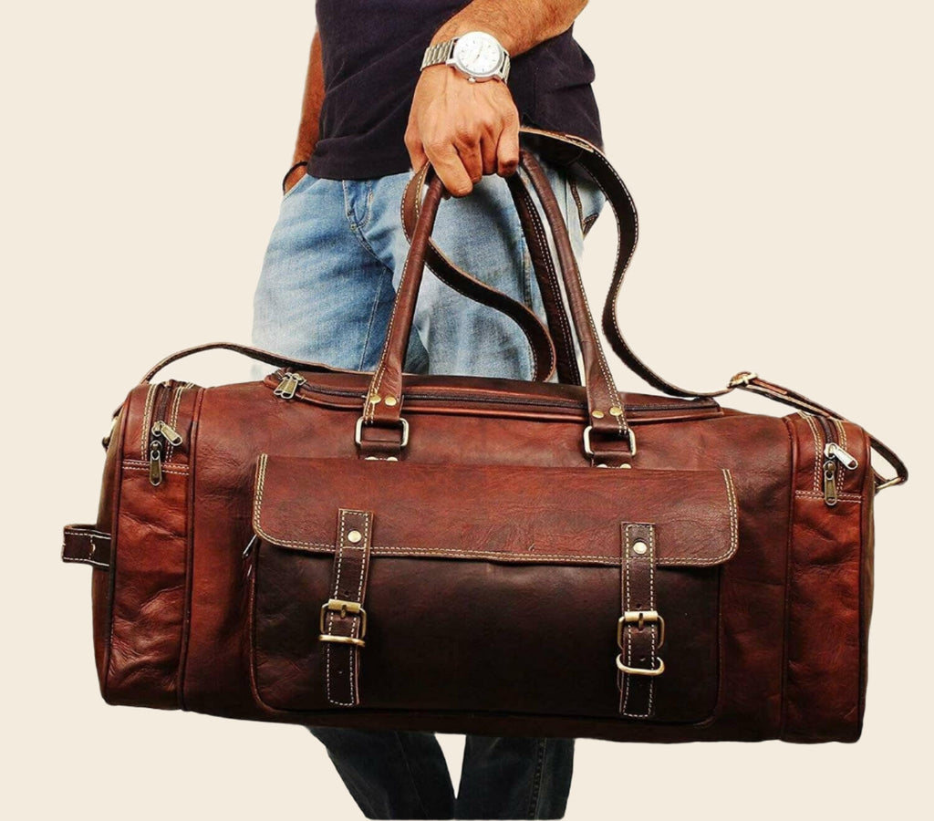 Traveler Weekender Duffle Bag + FREE Toiletry Bag (ZIPIFY) Classy Leather Bags