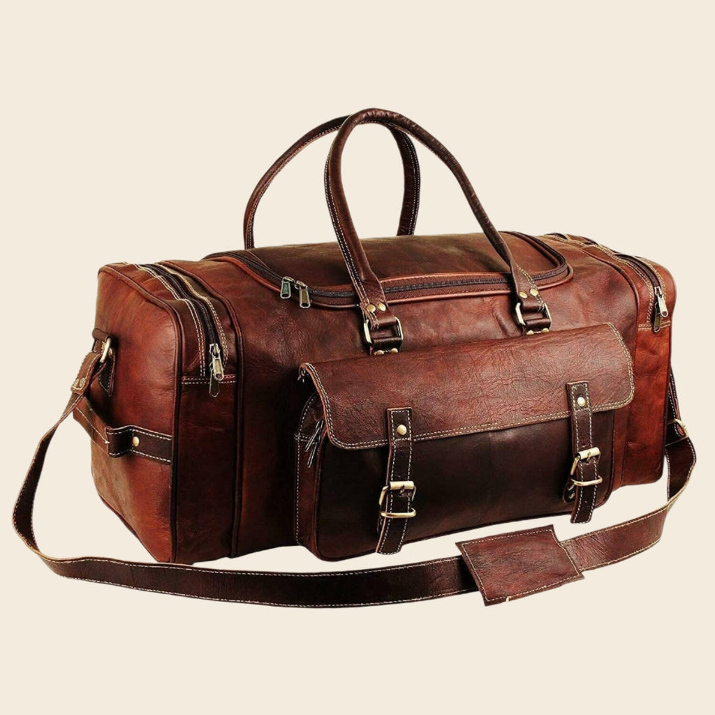Traveler Weekender Duffle Bag + FREE Toiletry Bag (ZIPIFY) Classy Leather Bags