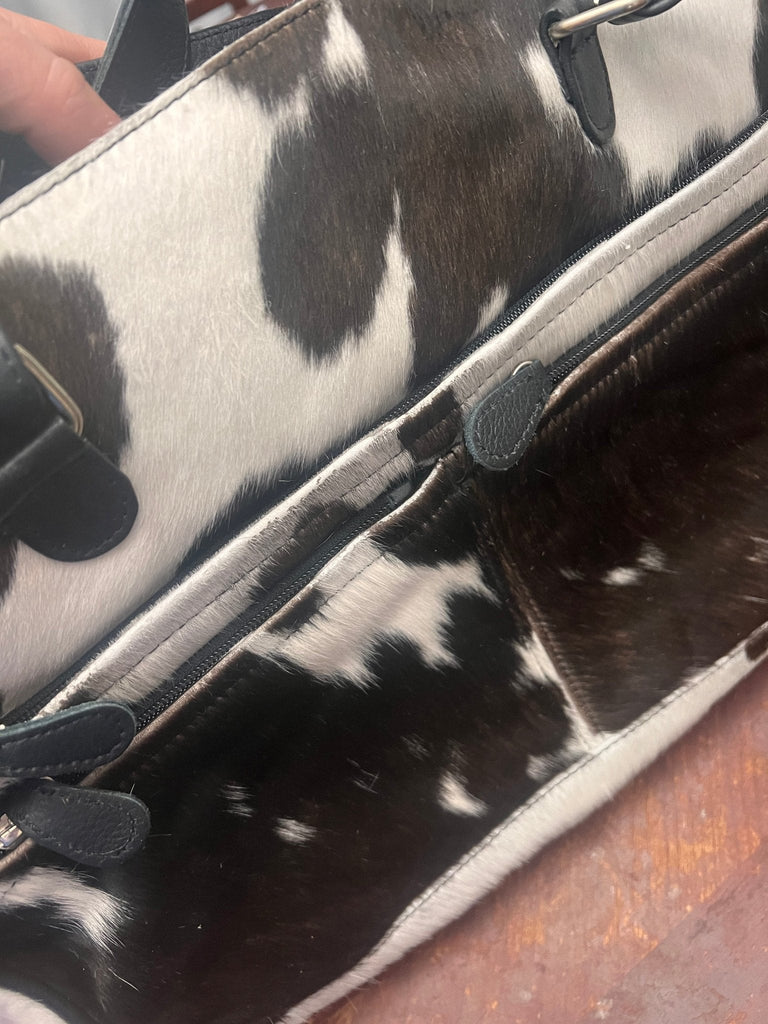Hair on Hide Crossbody Diaper Bag - Tons of storage Cowhide and Conchos