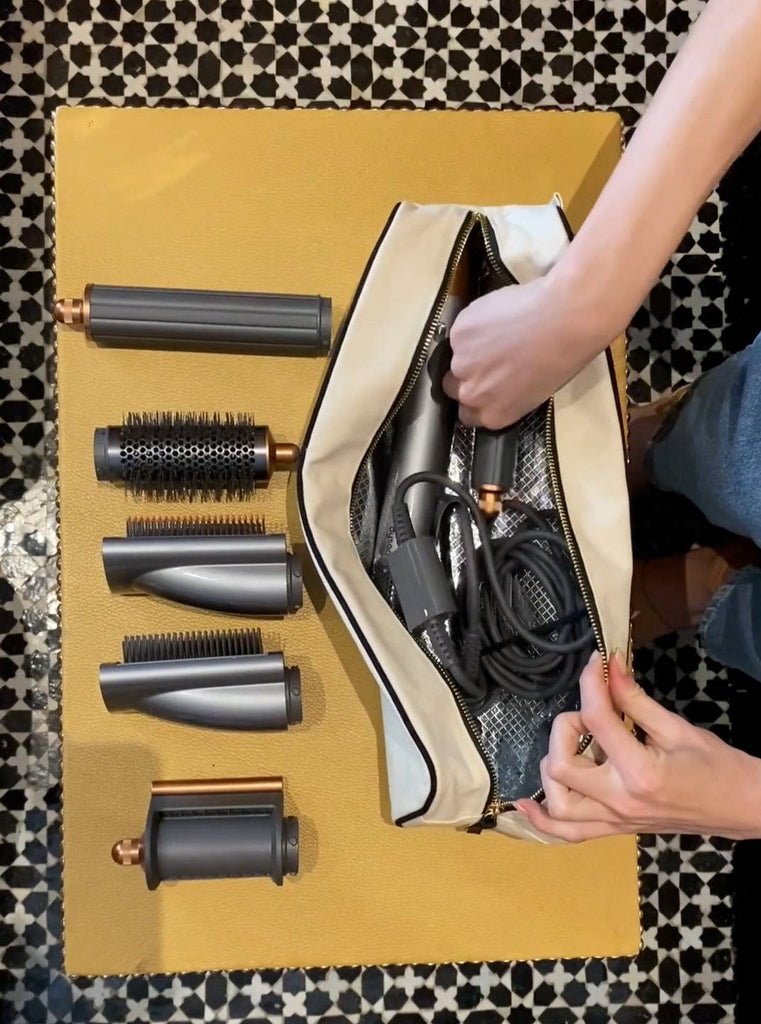 Roomy Hair Wrap Tools Travel Case, Cream Bag-all