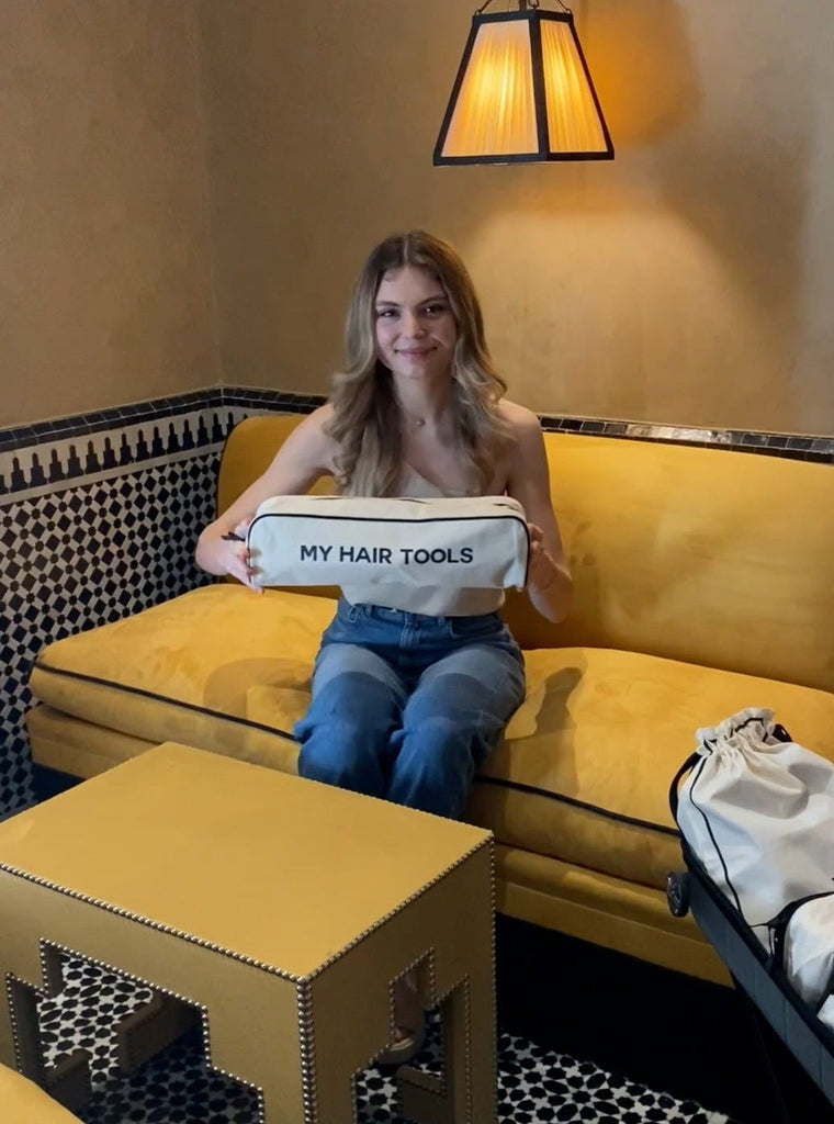 Roomy Hair Wrap Tools Travel Case, Cream Bag-all