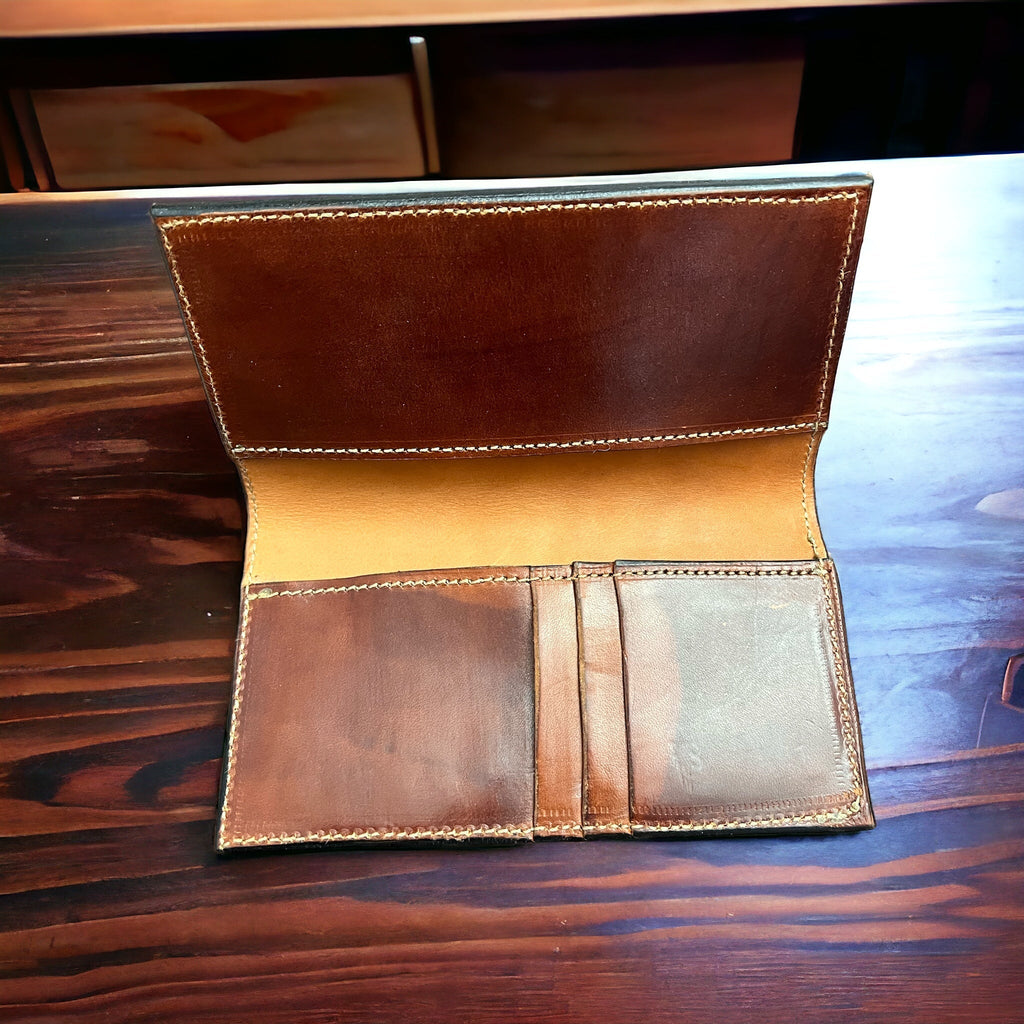 Hand Tooled Check Book Cover Cowhide and Conchos