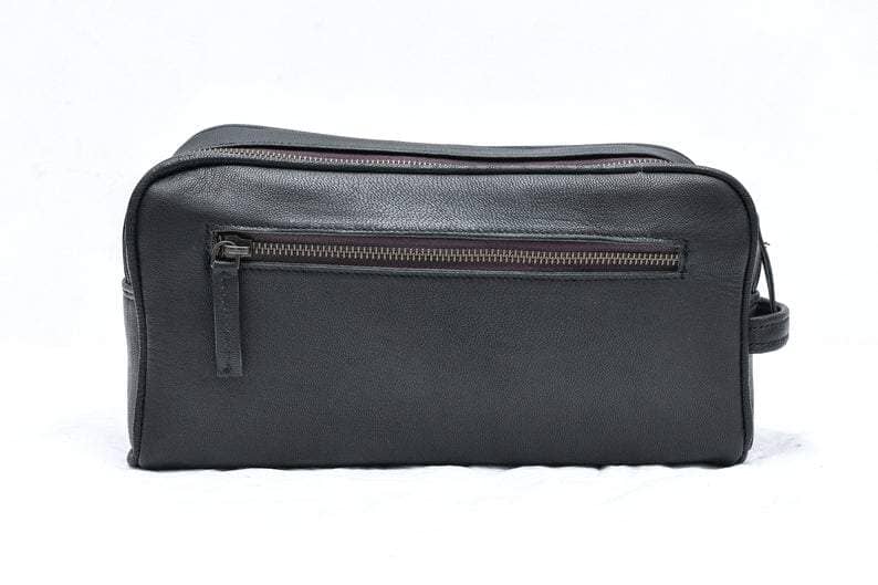 The Single Section Toiletry- Black Classy Leather Bags