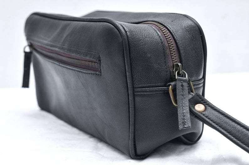 The Single Section Toiletry- Black Classy Leather Bags