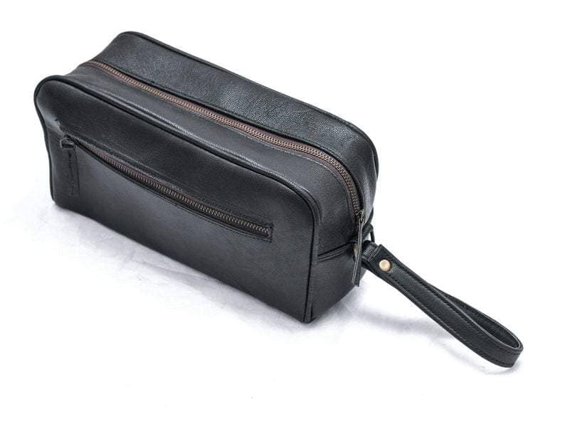The Single Section Toiletry- Black Classy Leather Bags