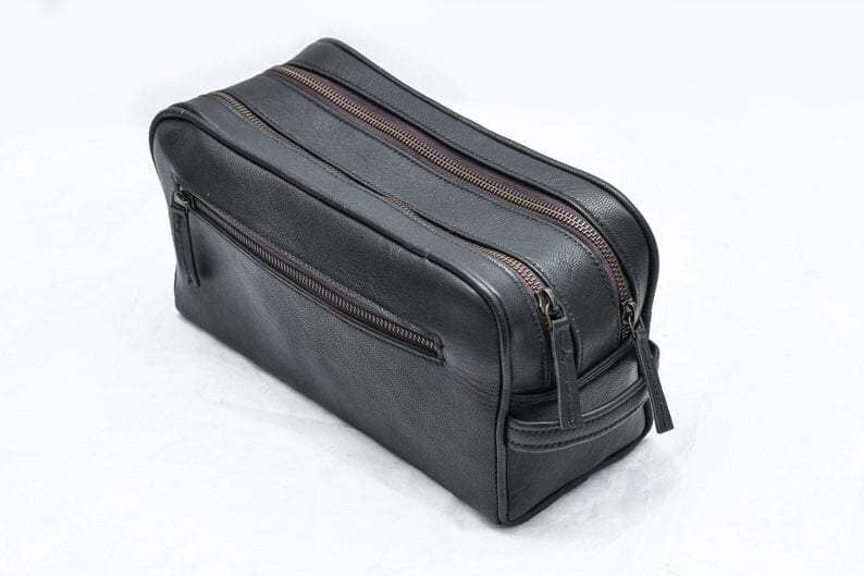 The Twin Section Toiletry- Black Classy Leather Bags