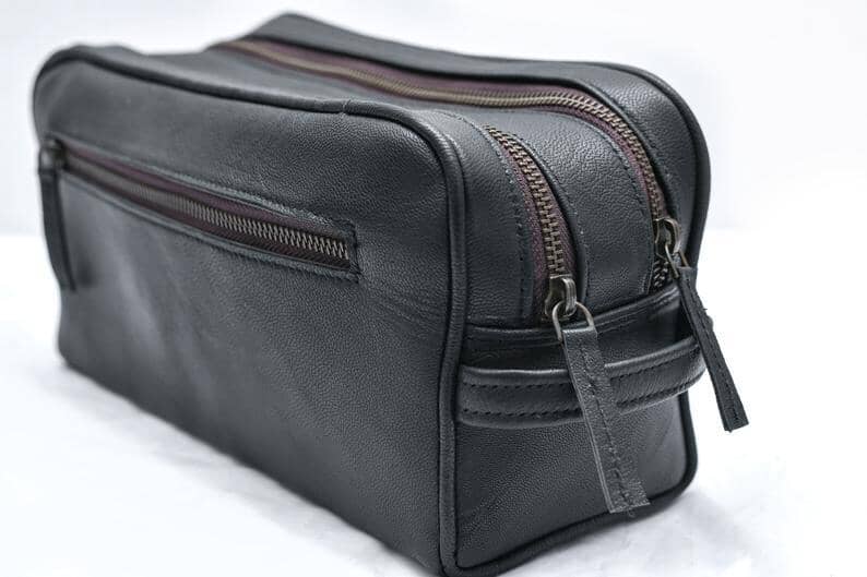 The Twin Section Toiletry- Black Classy Leather Bags