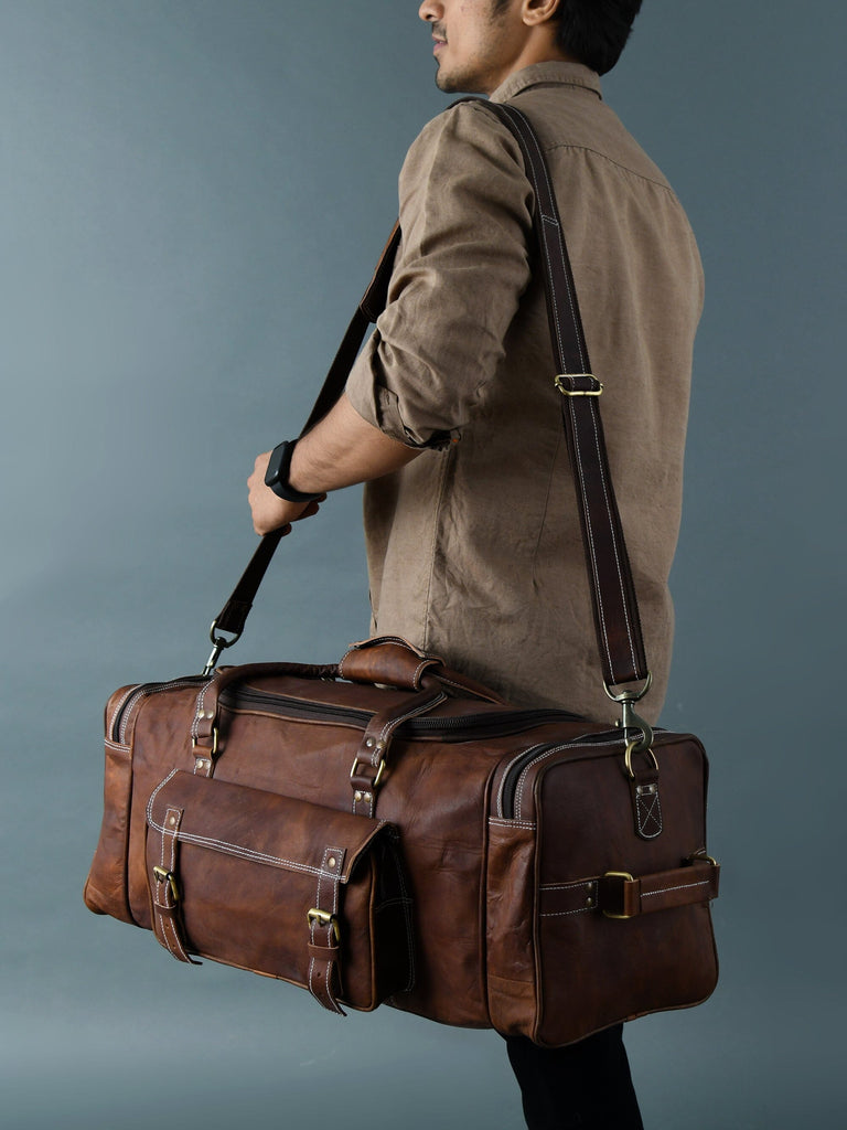 BOGO: Traveler Weekender Duffle Bag + FREE Toiletry Bag Classy Leather Bags