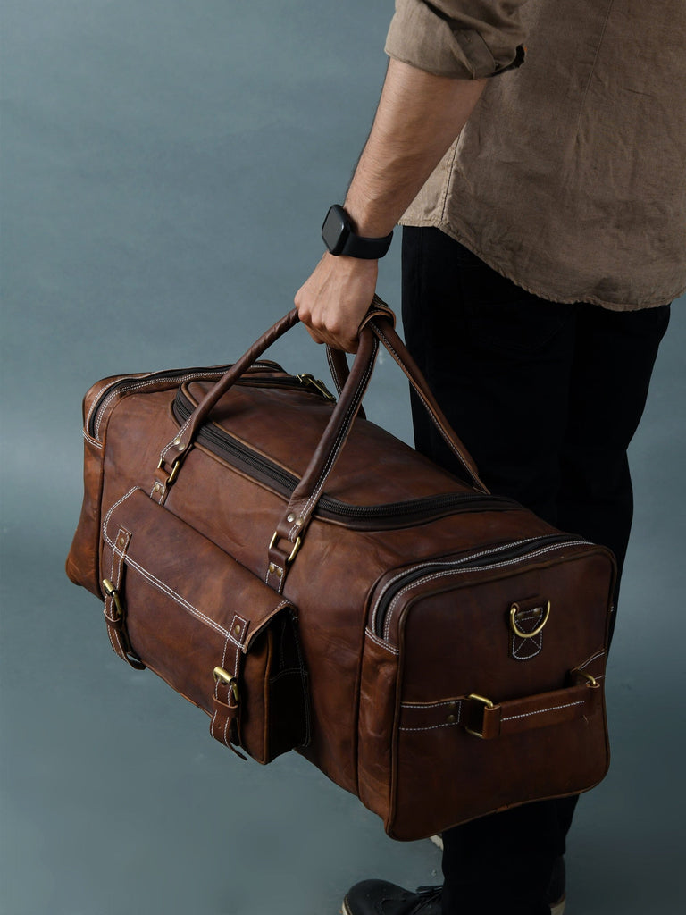 BOGO: Traveler Weekender Duffle Bag + FREE Toiletry Bag Classy Leather Bags
