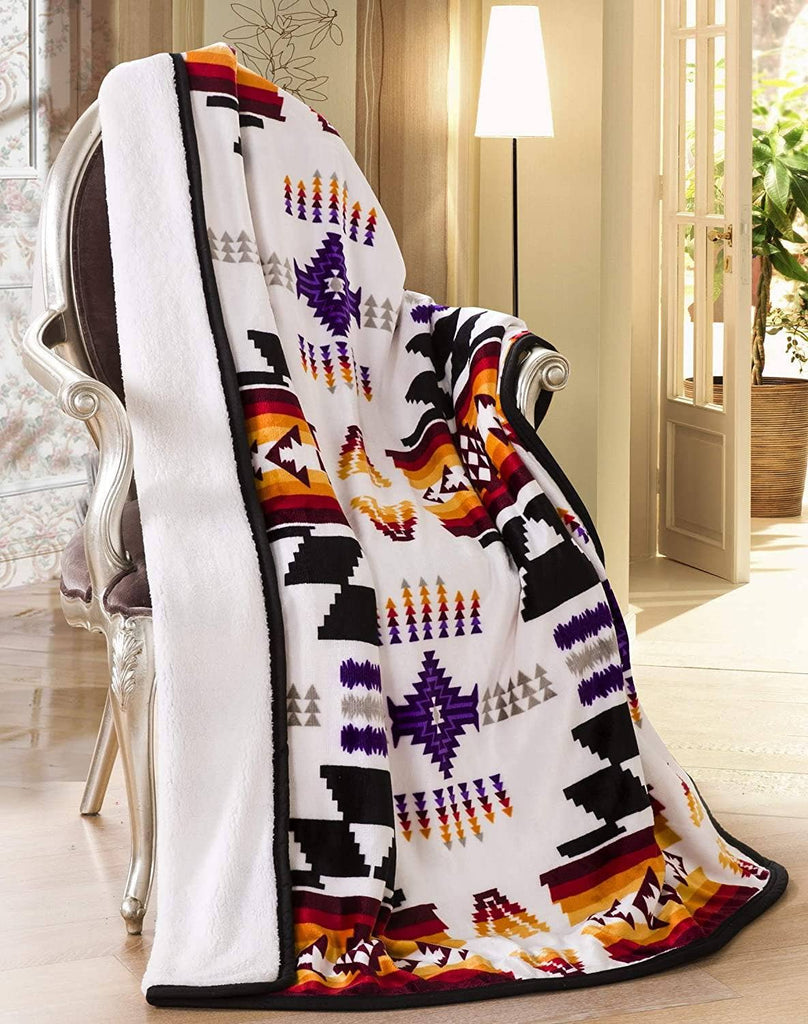 Lakota Skys Plush Throw Blanket Cowhide and Conchos