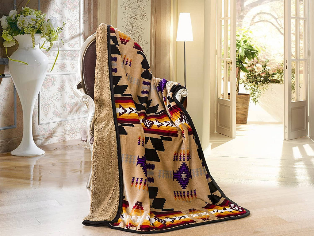 Lakota Skys Plush Throw Blanket Cowhide and Conchos
