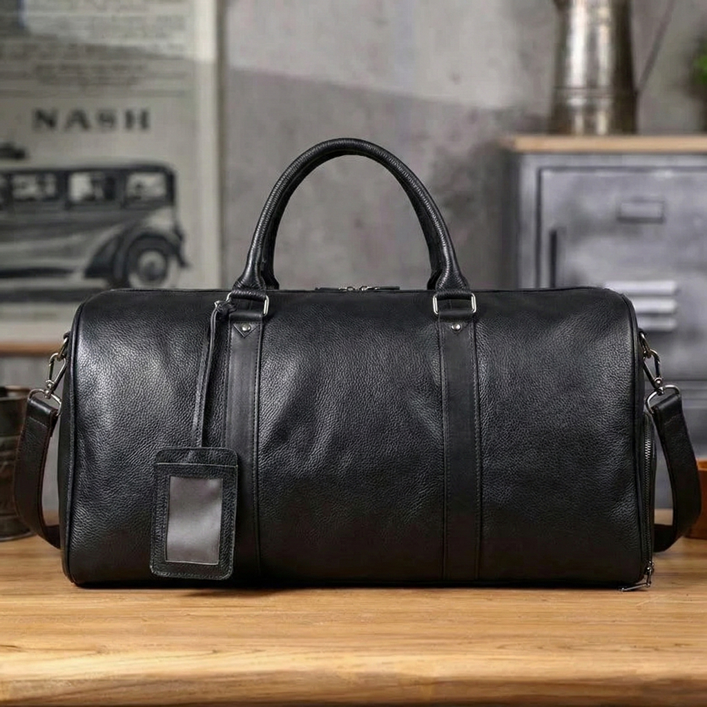Handmade Full Grain Leather Carry-on Bag, Vintage Men's Travel Duffle & Gym Bag RockCow Leather Studio