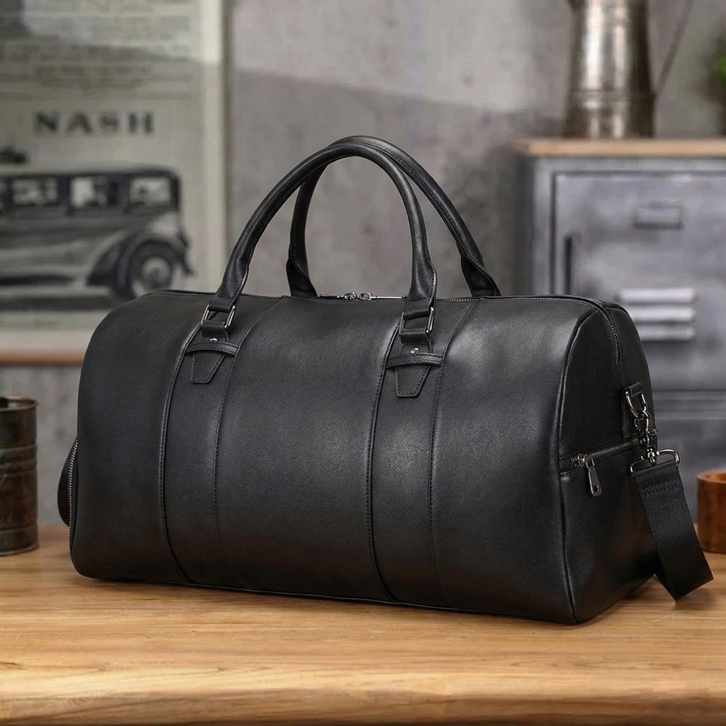 Full Grain Leather Travel Bag With Shoes Compartment Casual Leather Duffle Bag Mens Leather Overnight Bag RockCow Leather Studio