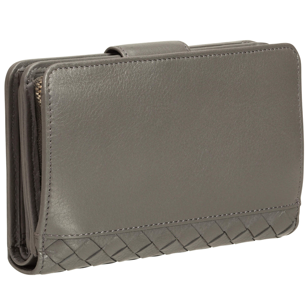 Mancini Basket Weave RFID Secure Medium Clutch Wallet Mancini