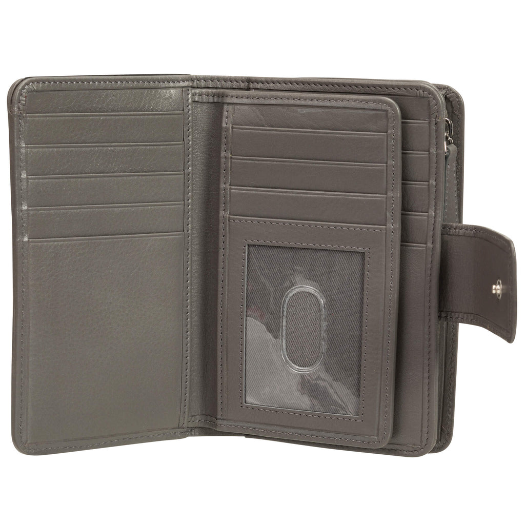 Mancini Basket Weave RFID Secure Medium Clutch Wallet Mancini