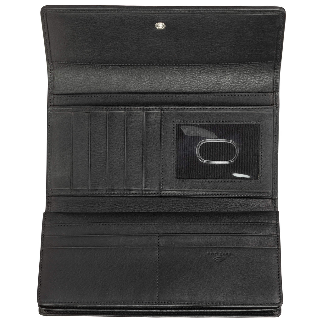 Mancini Basket Weave RFID Secure Quadruple Fold Wallet Mancini