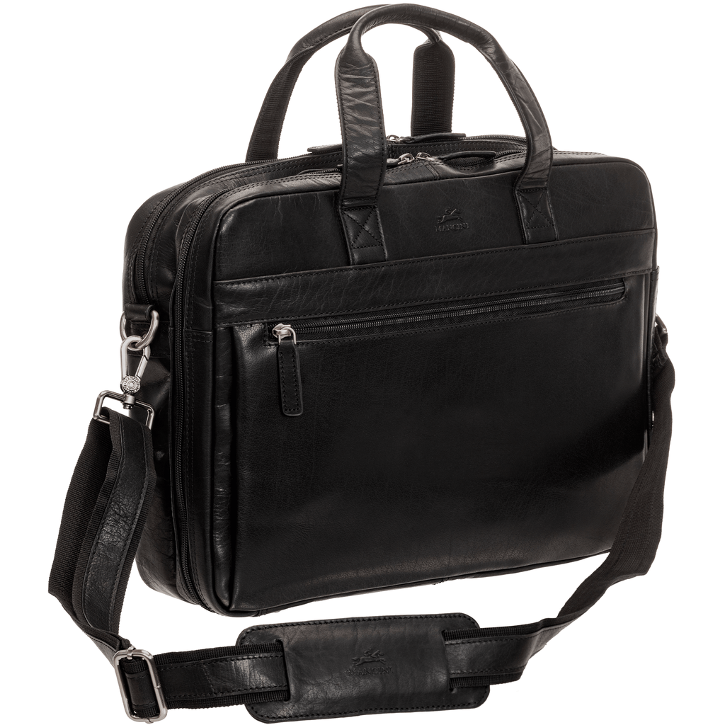Mancini Buffalo Double Compartment Briefcase for Laptop and Tablet Mancini
