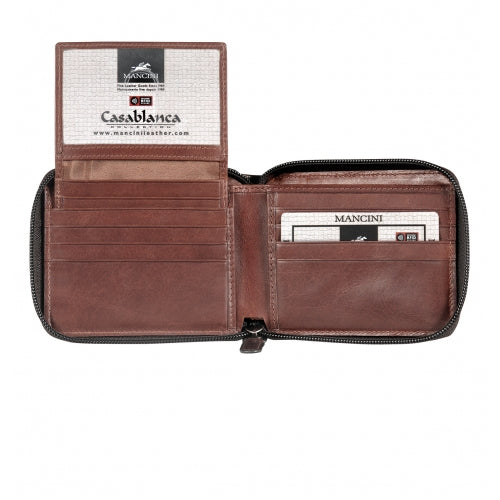 Mancini Casablanca Men’s Zippered Wallet with Removable Passcase Mancini