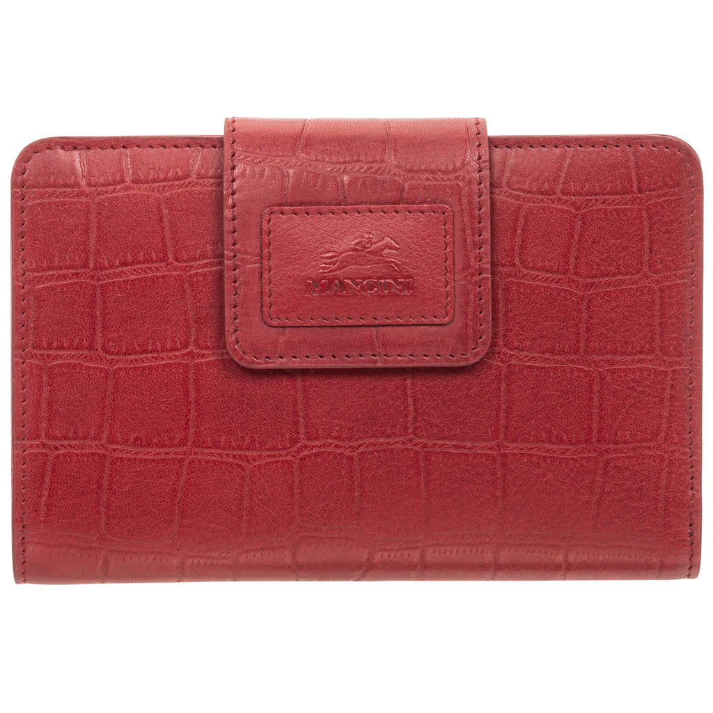 Mancini Croco RFID Secure Medium Clutch Wallet Mancini