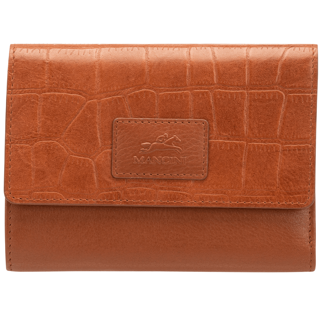 Mancini Croco RFID Secure Medium Clutch Wallet Mancini