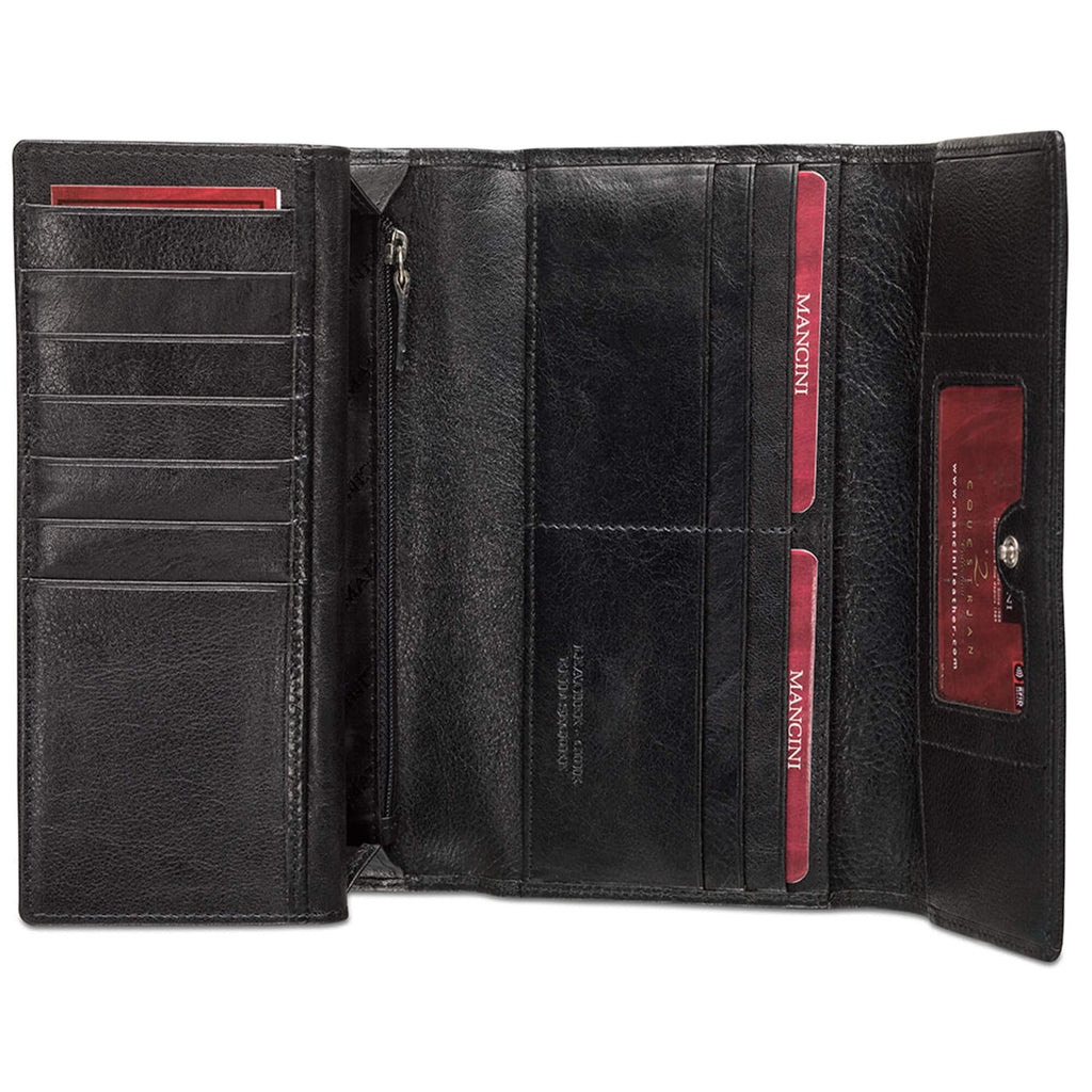 Mancini Ladies’ RFID Secure Trifold Checkbook Wallet Mancini