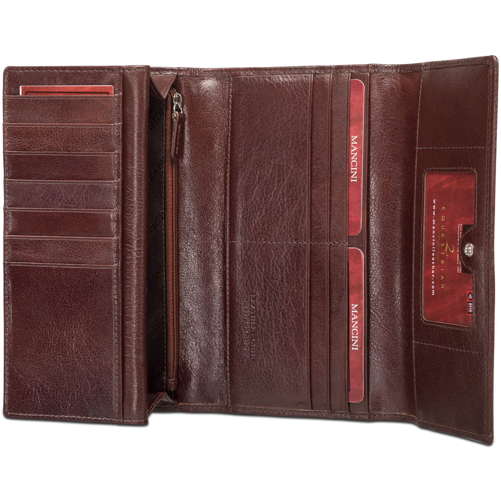 Mancini Ladies’ RFID Secure Trifold Checkbook Wallet Mancini