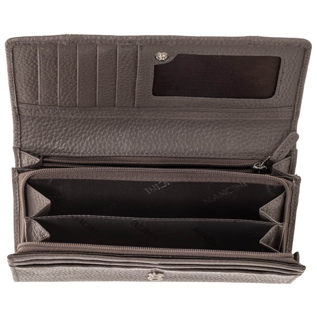 Mancini Pebbled Ladies’ RFID Medium Clutch Wallet Mancini