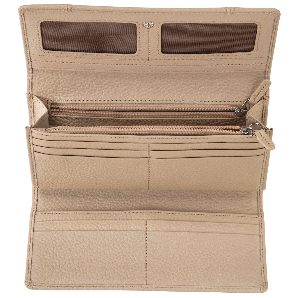 Mancini Pebbled Ladies’ RFID Trifold Wallet Mancini