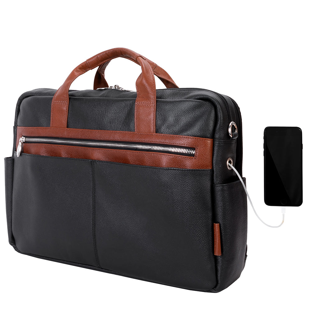 McKlein 17" Leather Two-Tone Dual-Compartment Laptop Briefcase McKlein USA