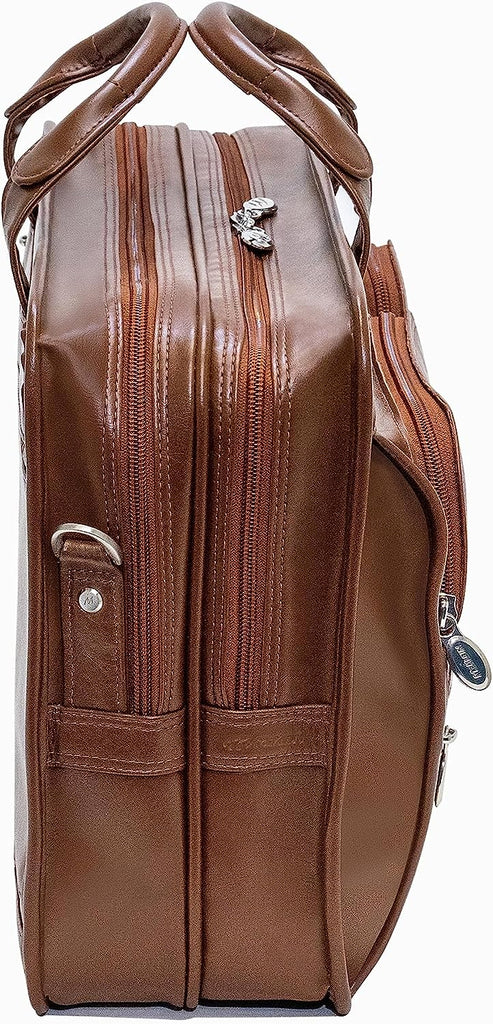 McKlein USA Clinton 17" Leather Patented Detachable Wheeled Laptop Briefcase - LuggageDesigners