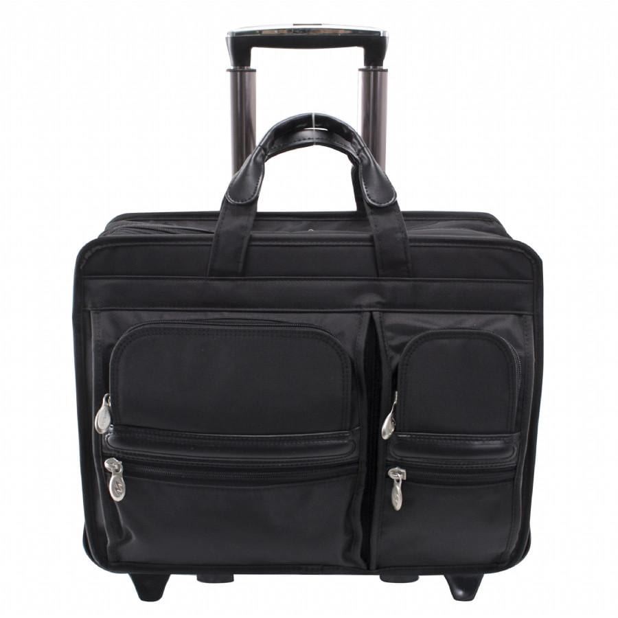 McKlein USA Clinton 17" Nylon Patented Detachable Wheeled Laptop Briefcase Black