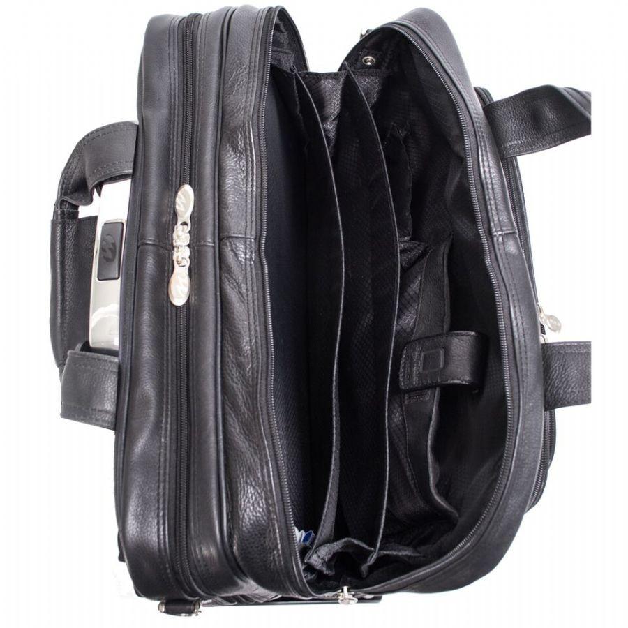 McKlein USA Gold Coast Leather 17" Detachable Wheeled Laptop Case Black