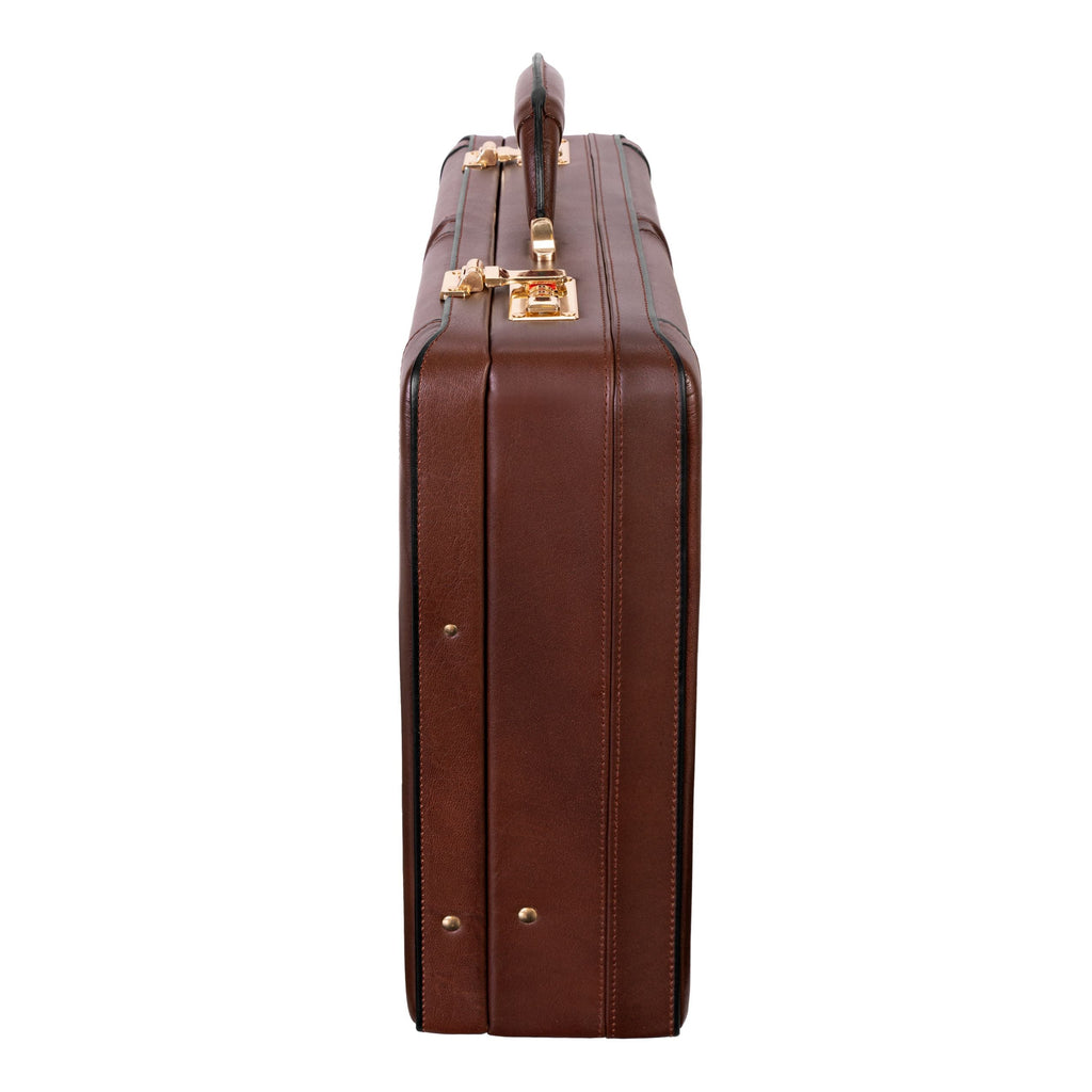 McKlein USA Harper Leather Expandable Attache Briefcase Assorted Colors - LuggageDesigners