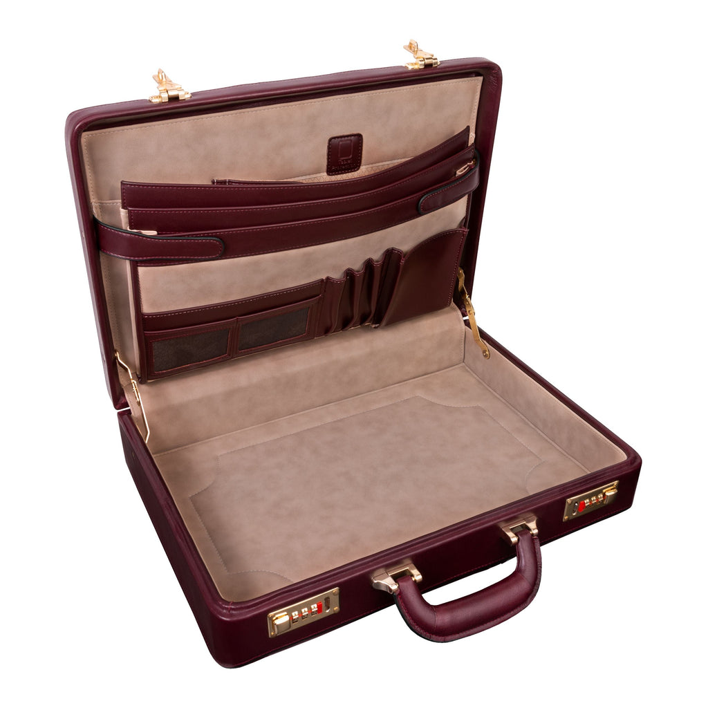 McKlein USA Lawson Leather Attache Case Assorted Colors - LuggageDesigners