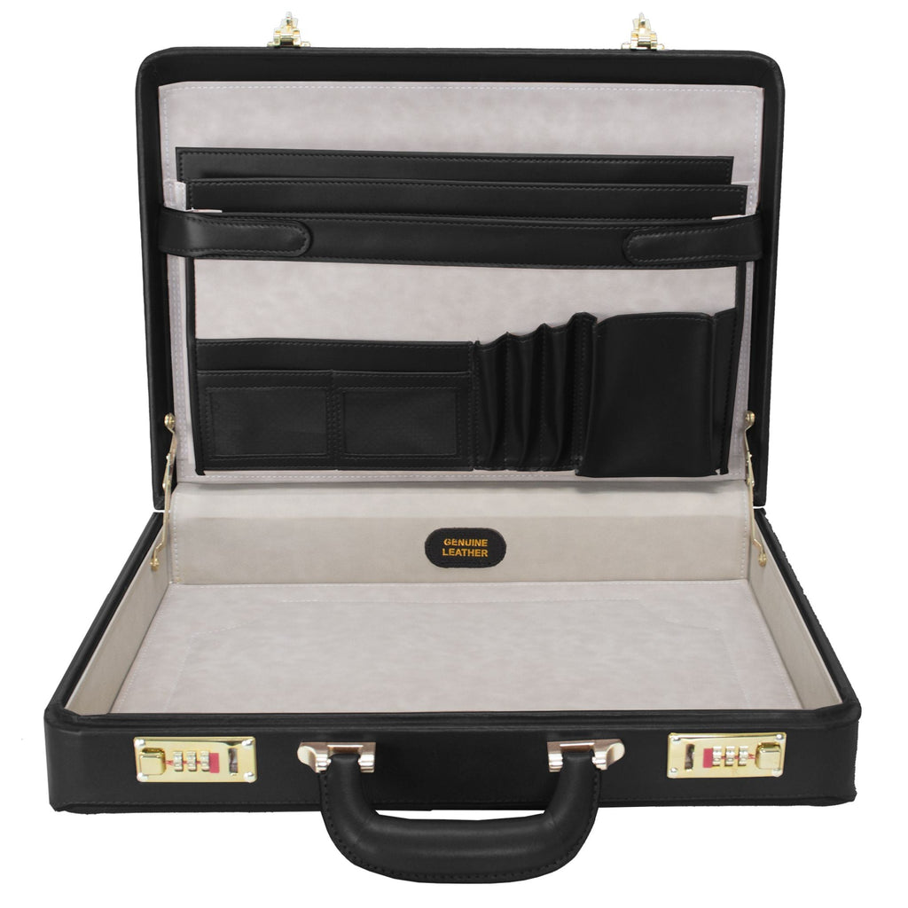 McKlein USA Reagan Leather Attache Case Assorted Colors - LuggageDesigners