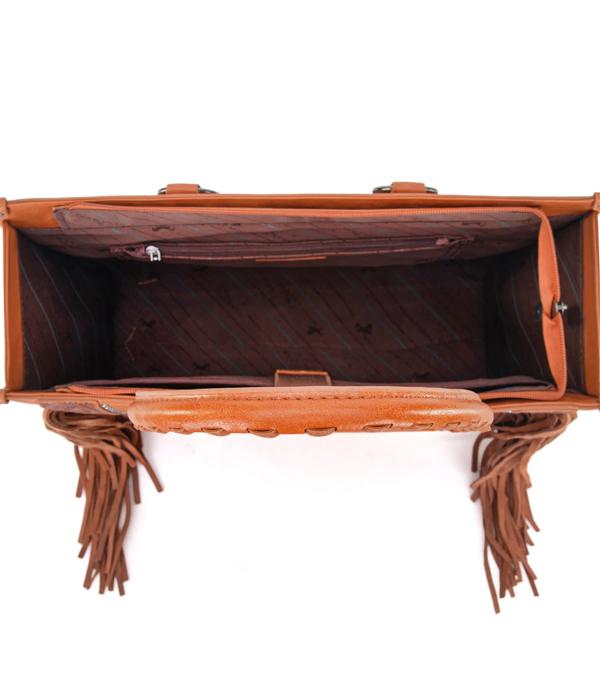 Montana West Tool Fringe Collection Concealed Carry Wide Tote Cowhide and Conchos