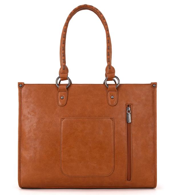 Montana West Tool Fringe Collection Concealed Carry Wide Tote Cowhide and Conchos