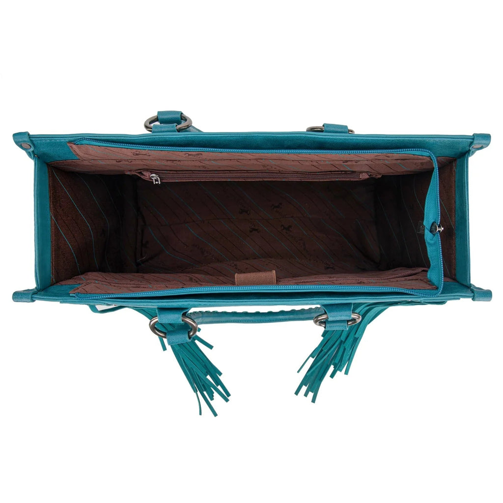 Montana West Tool Fringe Collection Concealed Carry Wide Tote Cowhide and Conchos
